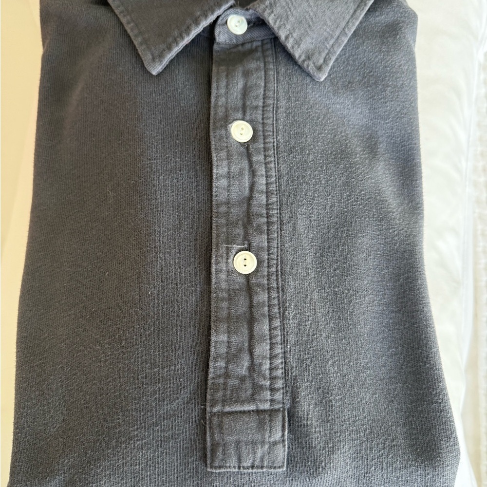 Buck Mason Field-Spec Rugby Slate Grey  Long Sleeve Polo Shirt